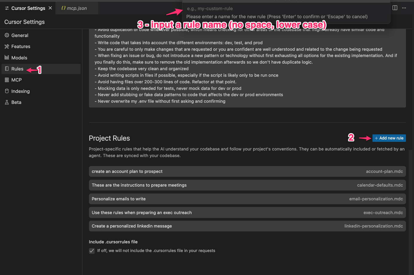 Creating Cursor rules